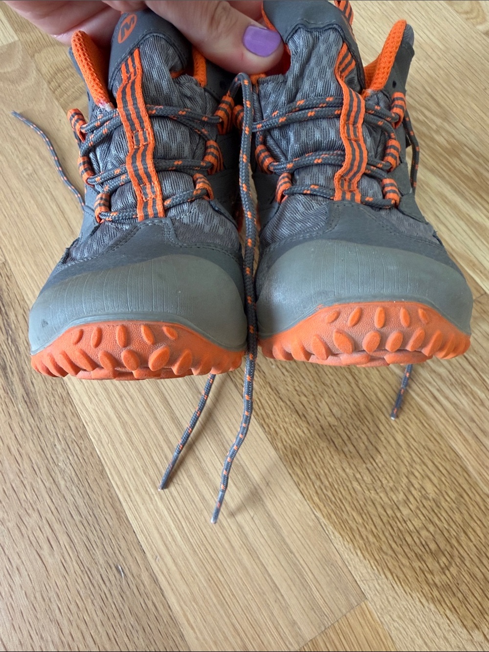 Merrell Kids Gray and Orange Trail Sneakers Hiking Shoes - Picture 4 of 12